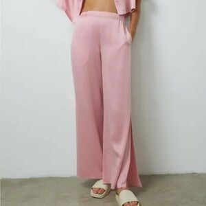 Lunya Pink Washable Silk Wide Leg Pant